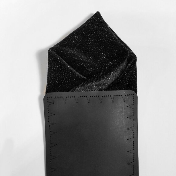 New - Men's Sparkle Black Velvet Pocket Square Insert - Pre-Folded - Picture 5 of 7